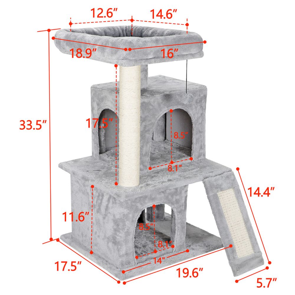 Cat Tree House Scratching Post with Ramp