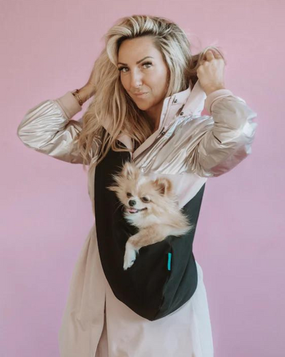 Vancouver Waterproof Crossbody Dog Sling in Black (for Dogs 4-14 lbs)