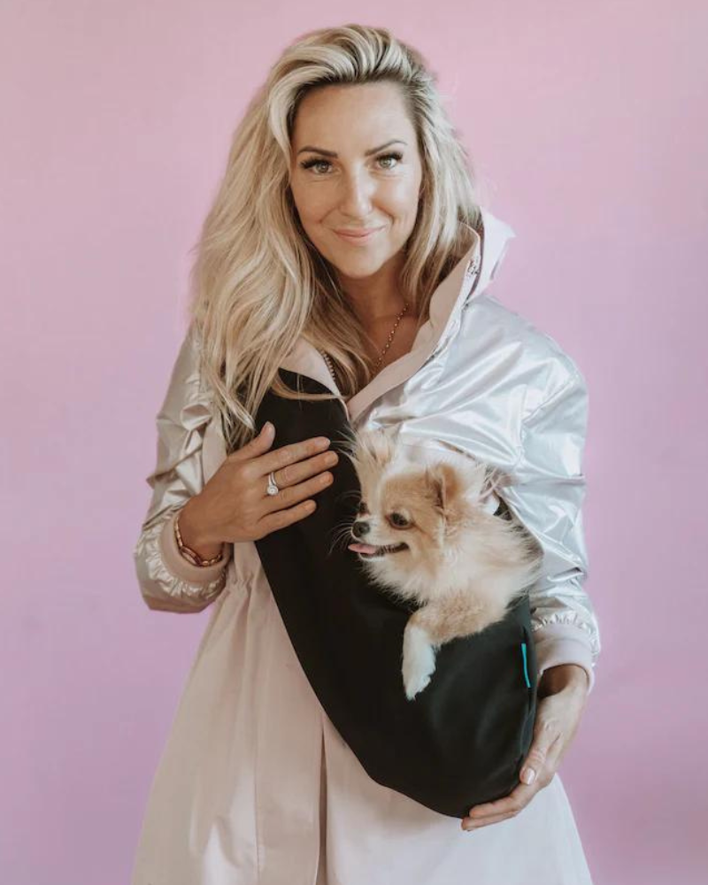 Vancouver Waterproof Crossbody Dog Sling in Black (for Dogs 4-14 lbs)