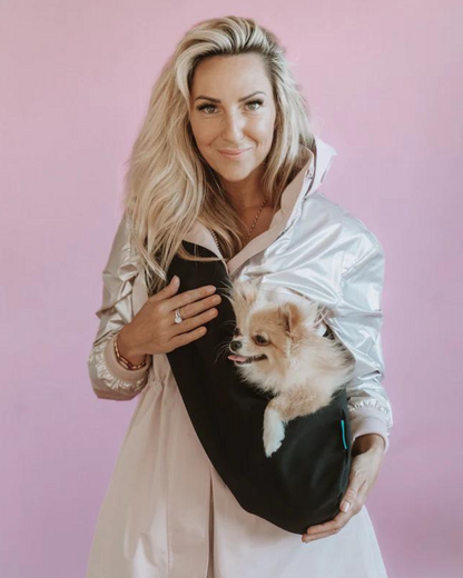 Vancouver Waterproof Crossbody Dog Sling in Black (for Dogs 4-14 lbs)