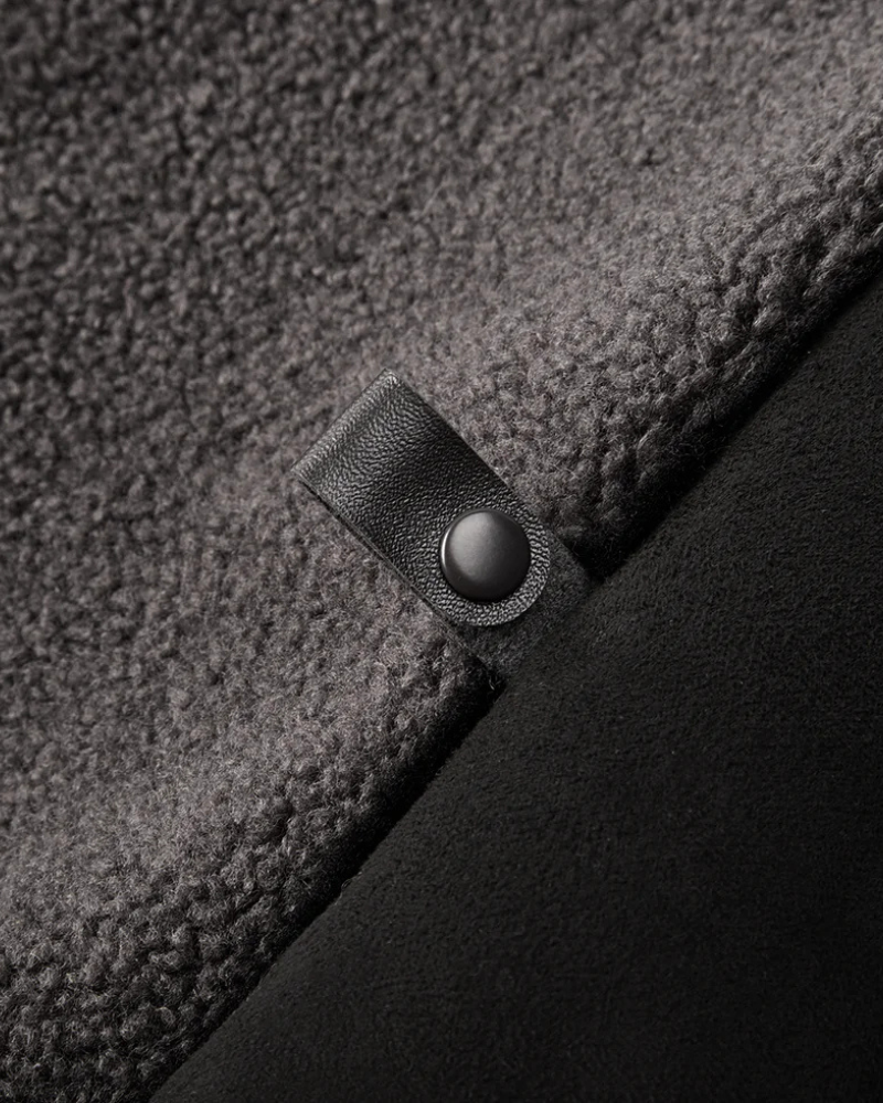 Fleece Pullover with Built-In Kangaroo Pouch Carrier in Black & Grey