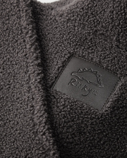 Fleece Pullover with Built-In Kangaroo Pouch Carrier in Black & Grey