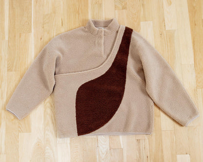 Fleece Pullover with Built-In Pet Pouch Carrier in Classic Tan